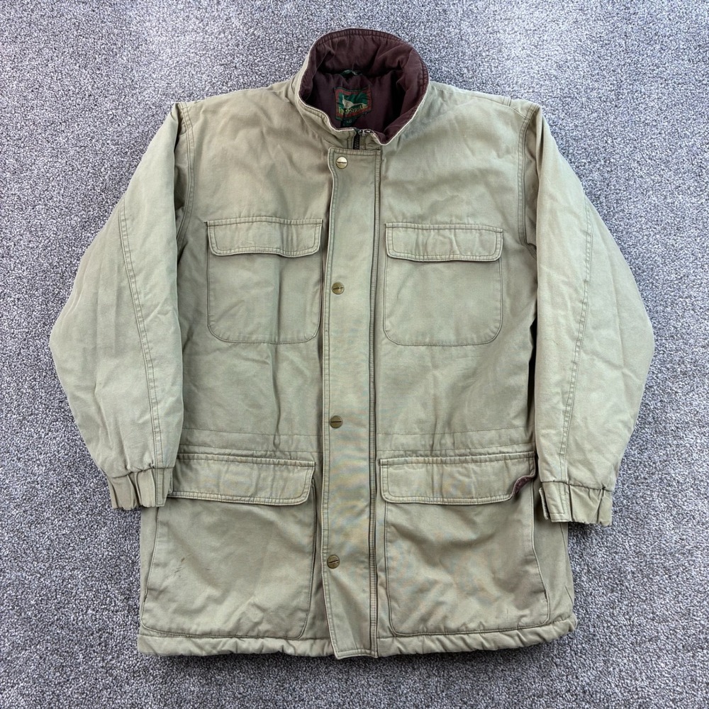 Vintage Field & Stream Chore Jacket Mens Large Khaki Barn Insulated Puffer